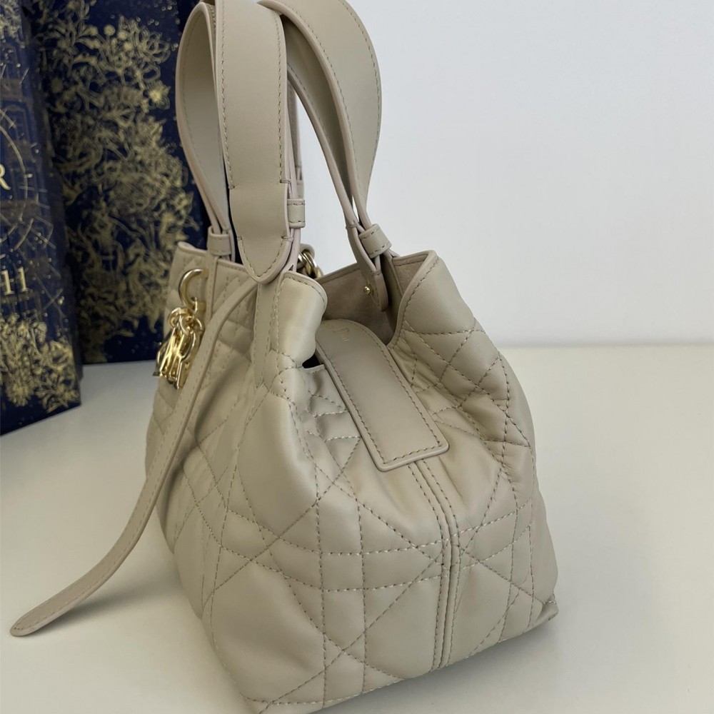 Christian Dior LADY DIOR classic rattan stitching gray handbag Christian Dior LADY DIOR classic rattan stitching gray handbag