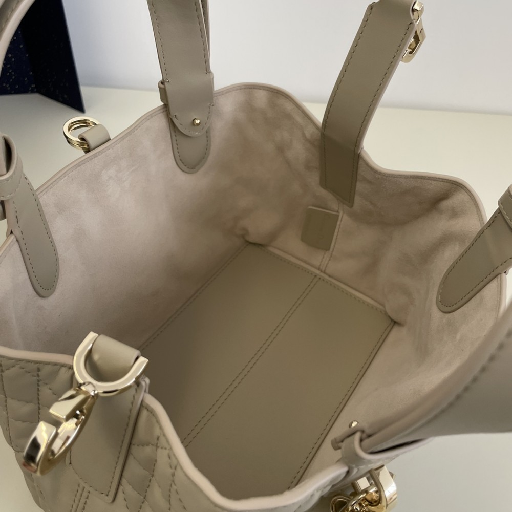 Christian Dior LADY DIOR classic rattan stitching gray handbag Christian Dior LADY DIOR classic rattan stitching gray handbag