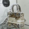 Christian Dior LADY DIOR series platinum embroidery gold silk print chain handbag Christian Dior LADY DIOR series platinum embroidery gold silk print chain handbag
