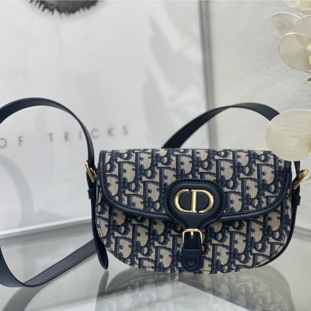 Christian Dior SADDLE series blue logo print shoulder strap handbag Christian Dior SADDLE series blue logo print shoulder strap handbag