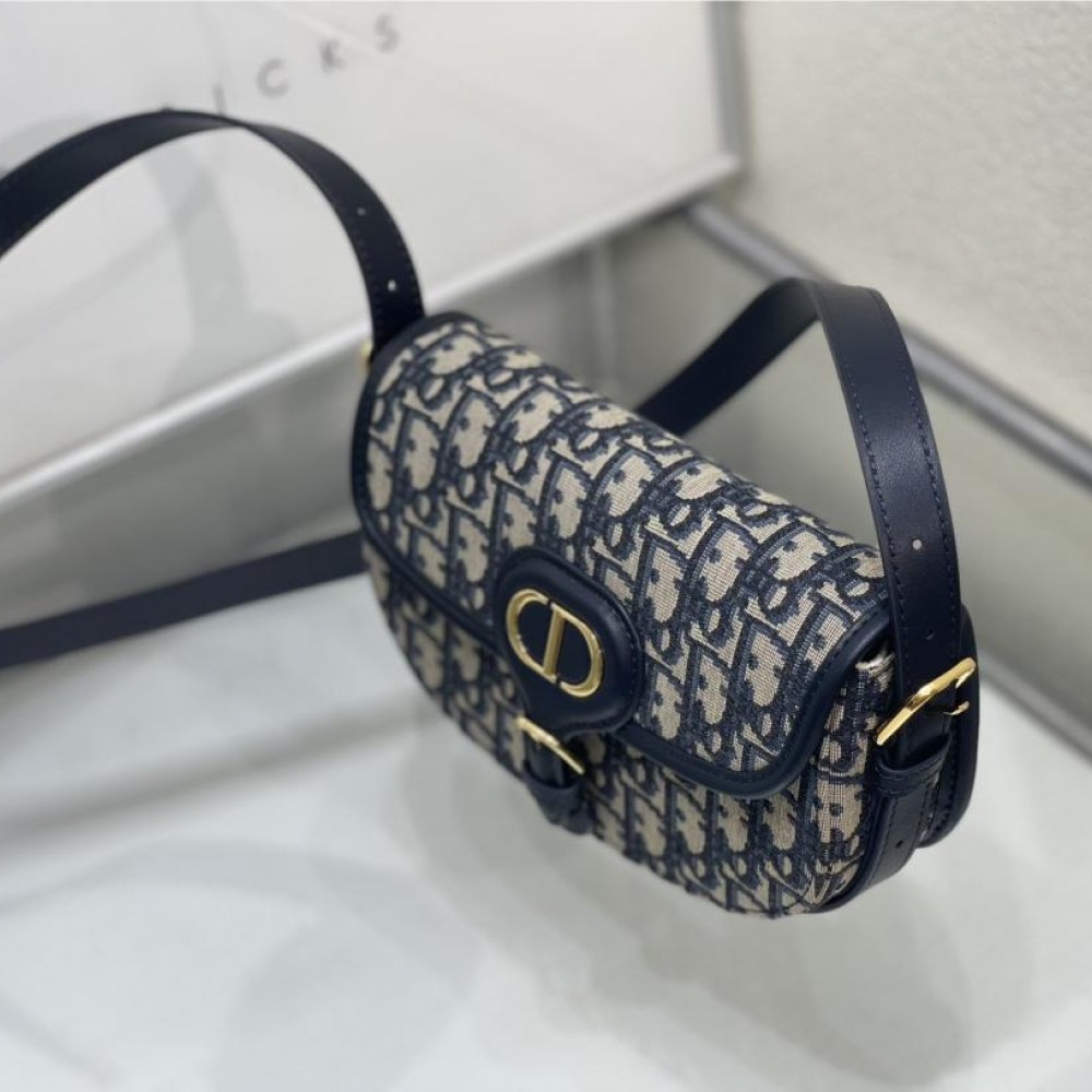 Christian Dior SADDLE series blue logo print shoulder strap handbag Christian Dior SADDLE series blue logo print shoulder strap handbag
