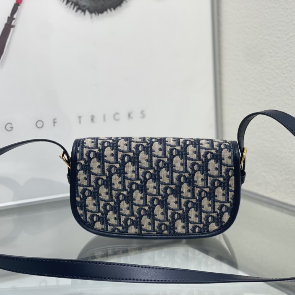 Christian Dior SADDLE series blue logo print shoulder strap handbag Christian Dior SADDLE series blue logo print shoulder strap handbag