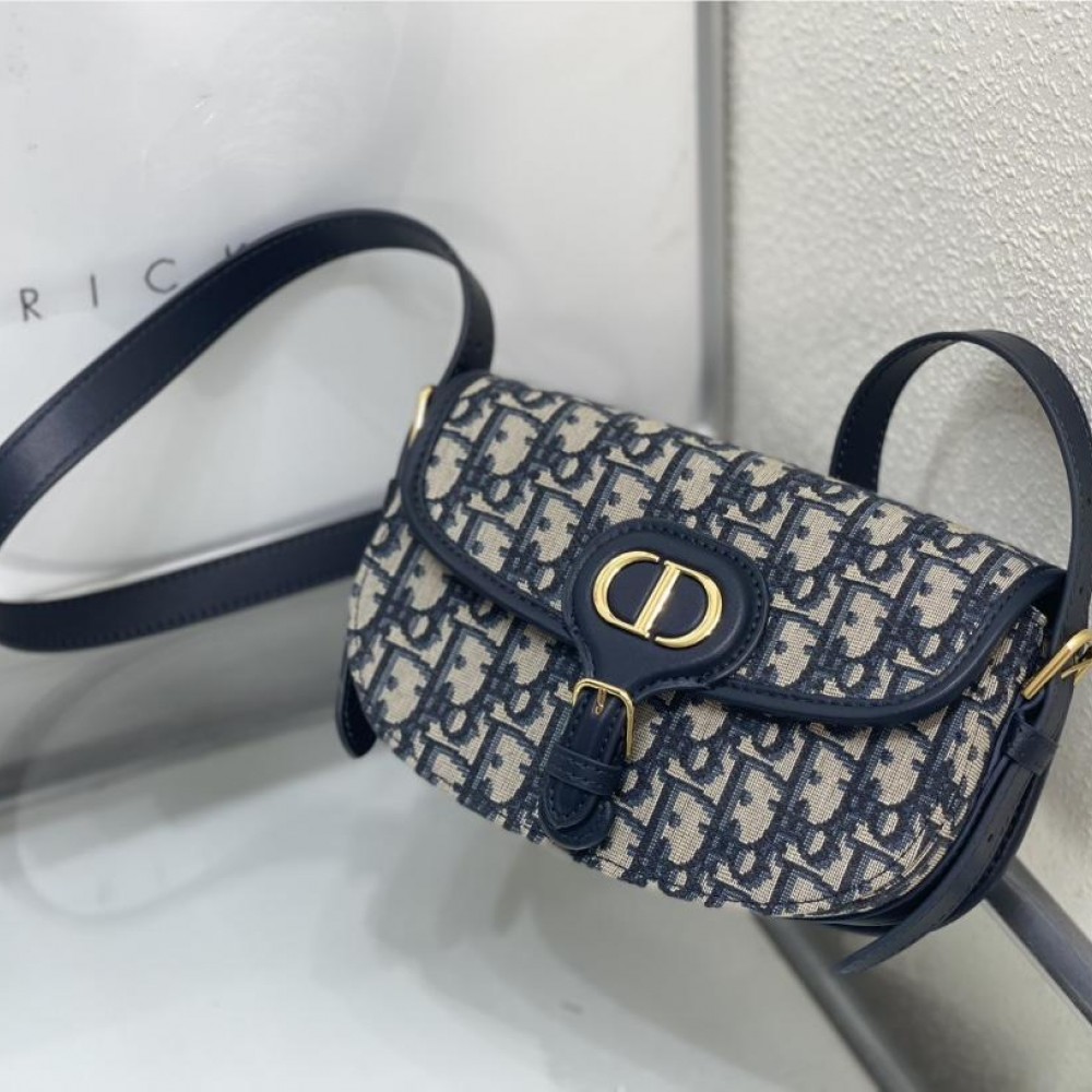Christian Dior SADDLE series blue logo print shoulder strap handbag Christian Dior SADDLE series blue logo print shoulder strap handbag