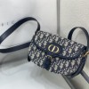 Christian Dior SADDLE series blue logo print shoulder strap handbag Christian Dior SADDLE series blue logo print shoulder strap handbag
