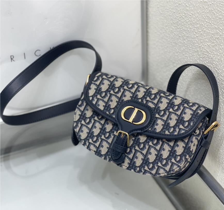 Christian Dior SADDLE series blue logo print shoulder strap handbag Christian Dior SADDLE series blue logo print shoulder strap handbag