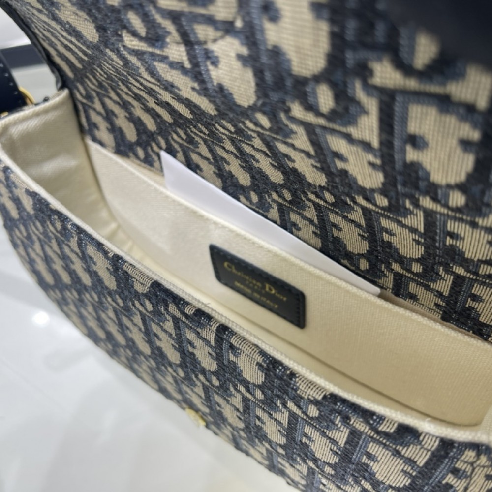 Christian Dior SADDLE series blue logo print shoulder strap handbag Christian Dior SADDLE series blue logo print shoulder strap handbag