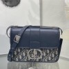 Christian Dior SADDLE series blue printed gold stamped logo shoulder strap flap horseshoe bag Christian Dior SADDLE series blue printed gold stamped logo shoulder strap flap horseshoe bag