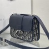 Christian Dior SADDLE series blue printed gold stamped logo shoulder strap flap horseshoe bag Christian Dior SADDLE series blue printed gold stamped logo shoulder strap flap horseshoe bag