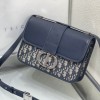 Christian Dior SADDLE series blue printed gold stamped logo shoulder strap flap horseshoe bag Christian Dior SADDLE series blue printed gold stamped logo shoulder strap flap horseshoe bag