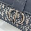 Christian Dior SADDLE series blue printed gold stamped logo shoulder strap flap horseshoe bag Christian Dior SADDLE series blue printed gold stamped logo shoulder strap flap horseshoe bag