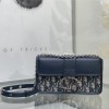 Christian Dior classic blue printed gold stamped logo shoulder strap flap shoulder bag Christian Dior classic blue printed gold stamped logo shoulder strap flap shoulder bag