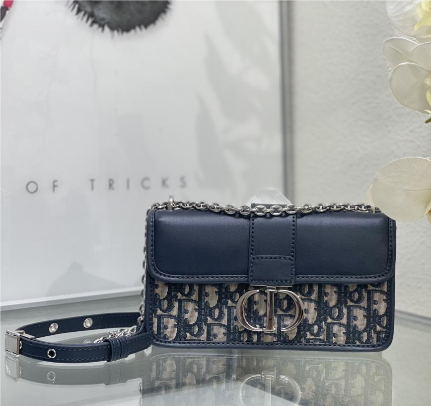 Christian Dior classic blue printed gold stamped logo shoulder strap flap shoulder bag Christian Dior classic blue printed gold stamped logo shoulder strap flap shoulder bag