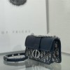 Christian Dior classic blue printed gold stamped logo shoulder strap flap shoulder bag Christian Dior classic blue printed gold stamped logo shoulder strap flap shoulder bag