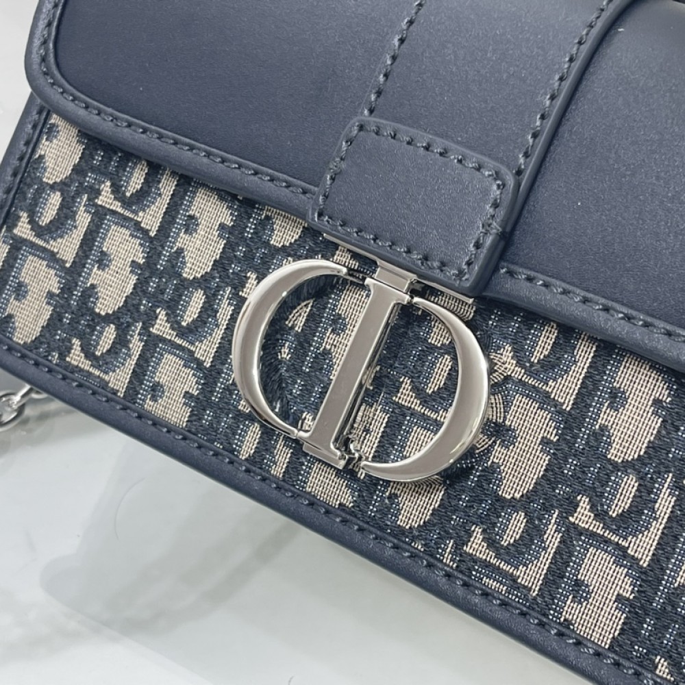 Christian Dior classic blue printed gold stamped logo shoulder strap flap shoulder bag Christian Dior classic blue printed gold stamped logo shoulder strap flap shoulder bag