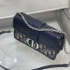 Christian Dior classic blue printed gold stamped logo shoulder strap flap shoulder bag Christian Dior classic blue printed gold stamped logo shoulder strap flap shoulder bag