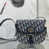 Christian Dior DIOR SADDLE series classic blue printed gold stamped logo shoulder strap flap shoulder bag Christian Dior DIOR SADDLE series classic blue printed gold stamped logo shoulder strap flap shoulder bag