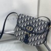 Christian Dior DIOR SADDLE series classic blue printed gold stamped logo shoulder strap flap shoulder bag Christian Dior DIOR SADDLE series classic blue printed gold stamped logo shoulder strap flap shoulder bag