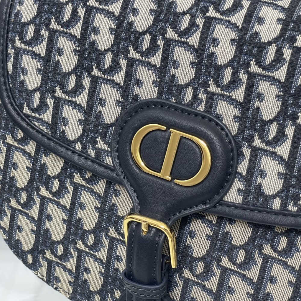 Christian Dior DIOR SADDLE series classic blue printed gold stamped logo shoulder strap flap shoulder bag Christian Dior DIOR SADDLE series classic blue printed gold stamped logo shoulder strap flap shoulder bag