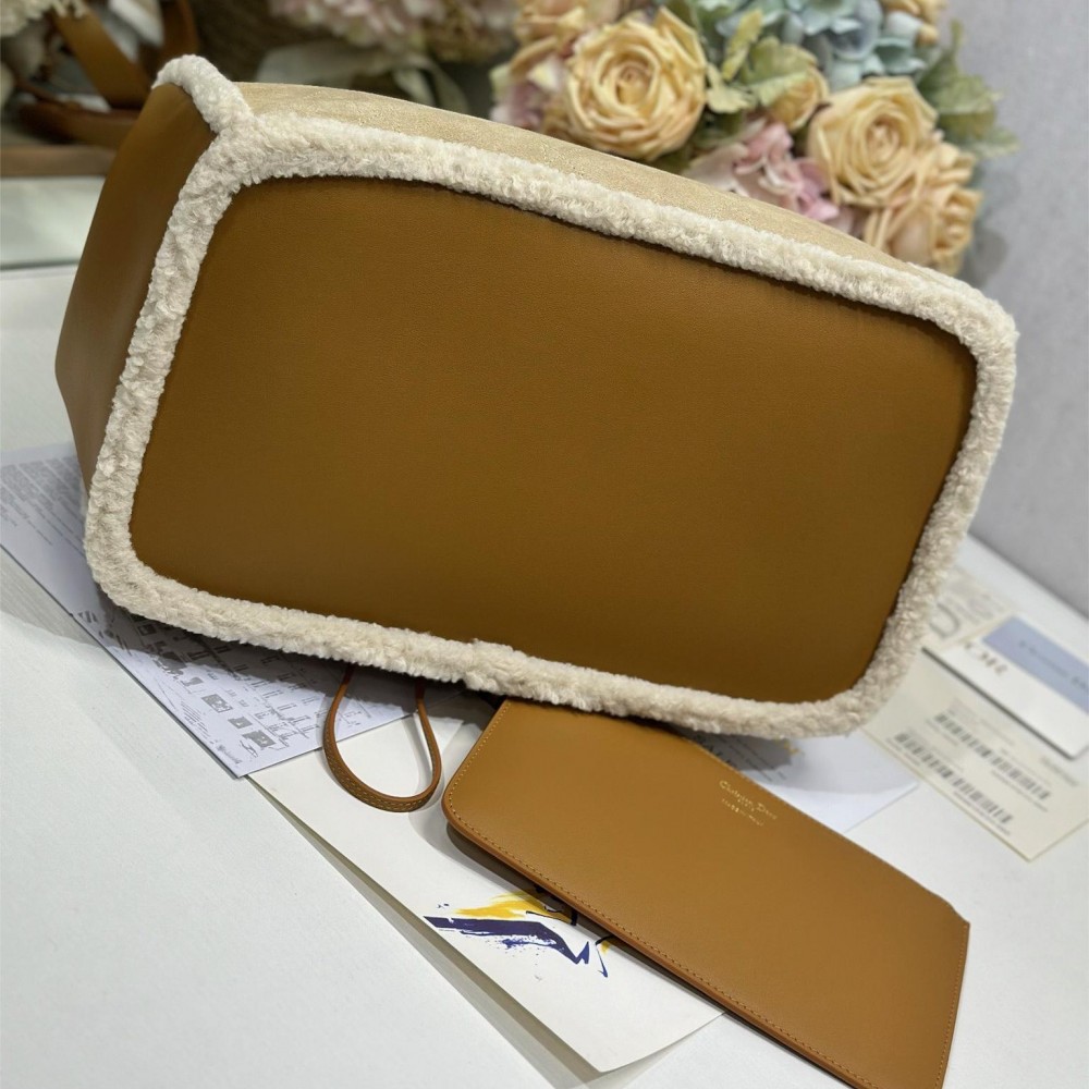 Christian Dior Book Tote series derivative classic beige brown leather velvet accessory handbag Christian Dior Book Tote series derivative classic beige brown leather velvet accessory handbag
