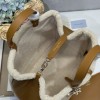 Christian Dior Book Tote series derivative classic beige brown leather velvet accessory handbag Christian Dior Book Tote series derivative classic beige brown leather velvet accessory handbag