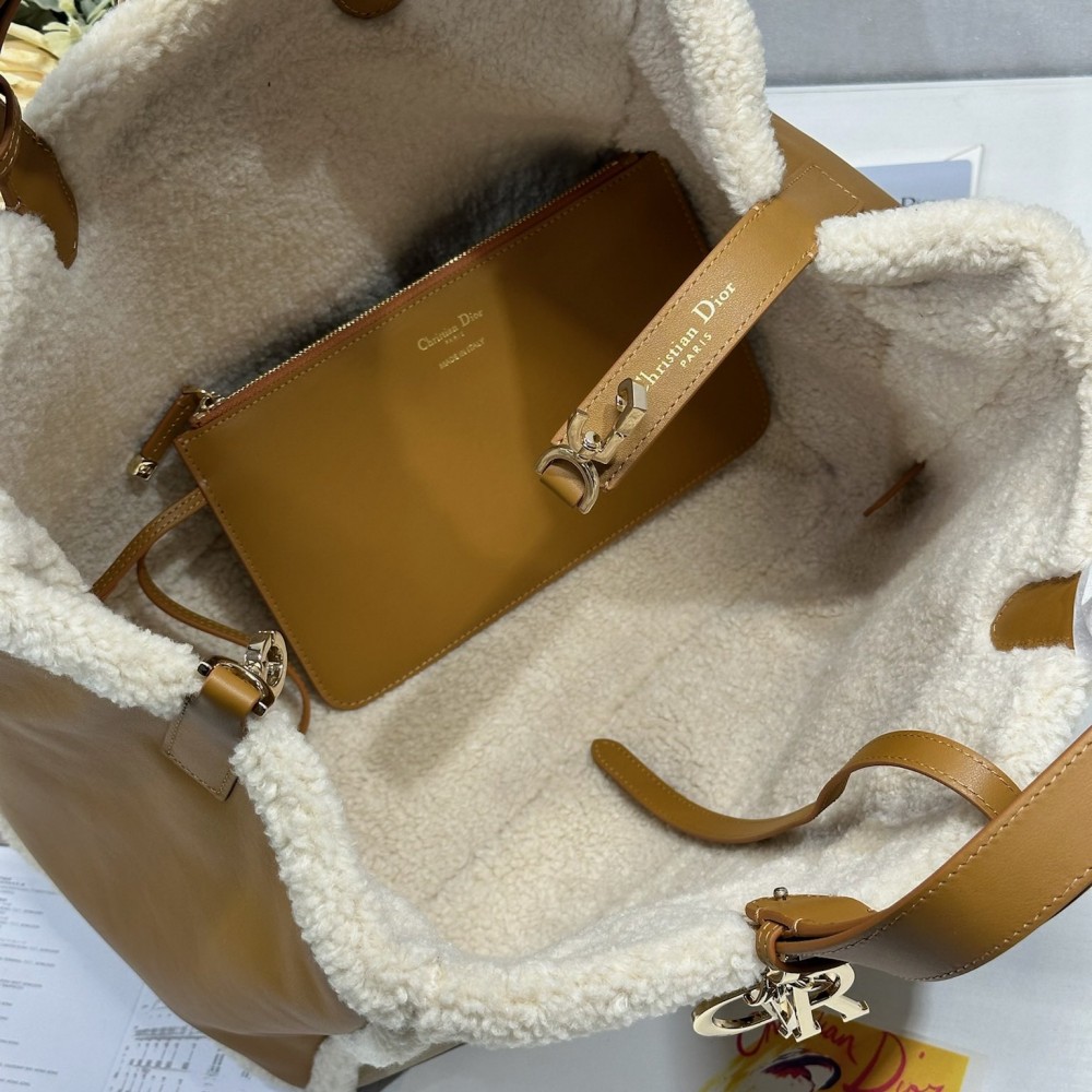 Christian Dior Book Tote series derivative classic beige brown leather velvet accessory handbag Christian Dior Book Tote series derivative classic beige brown leather velvet accessory handbag