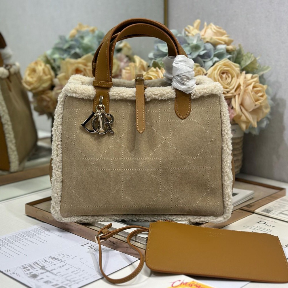 Christian Dior Book Tote series derivative medium classic beige brown genuine leather velvet accessory handbag Christian Dior Book Tote series derivative medium classic beige brown genuine leather velvet accessory handbag