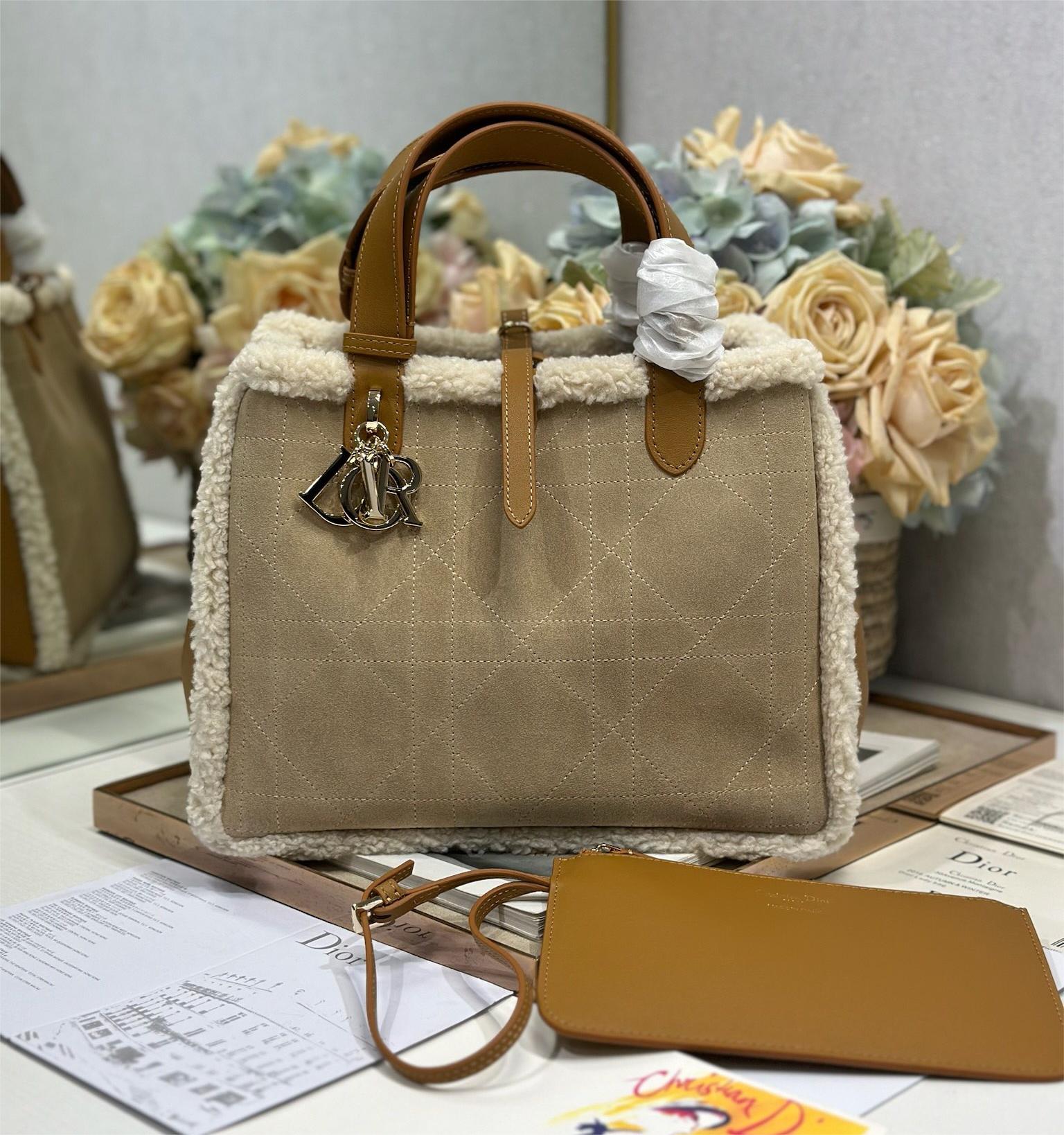 Christian Dior Book Tote series derivative medium classic beige brown genuine leather velvet accessory handbag Christian Dior Book Tote series derivative medium classic beige brown genuine leather velvet accessory handbag