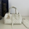Christian Dior LADY DIOR classic rattan stitching white leather handbag Christian Dior LADY DIOR classic rattan stitching white leather handbag