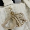 Christian Dior LADY DIOR classic rattan stitching white leather handbag Christian Dior LADY DIOR classic rattan stitching white leather handbag
