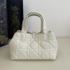 Christian Dior LADY DIOR classic rattan stitching white leather handbag Christian Dior LADY DIOR classic rattan stitching white leather handbag