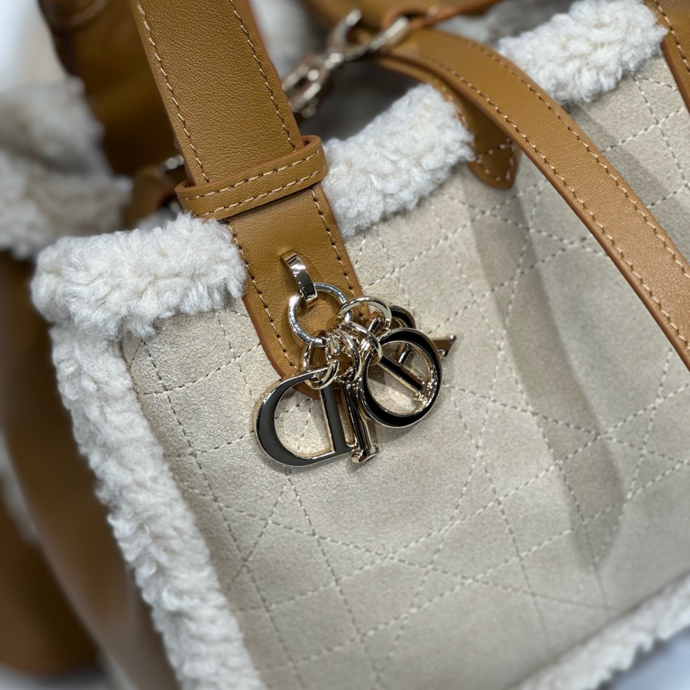 Christian Dior Book Tote series derivative small classic beige brown genuine leather velvet accessory handbag Christian Dior Book Tote series derivative small classic beige brown genuine leather velvet accessory handbag