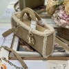 Christian Dior Lady Dior series derivative classic beige brown leather velvet accessories handbag Christian Dior Lady Dior series derivative classic beige brown leather velvet accessories handbag