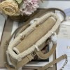 Christian Dior Lady Dior series derivative classic beige brown leather velvet accessories handbag Christian Dior Lady Dior series derivative classic beige brown leather velvet accessories handbag