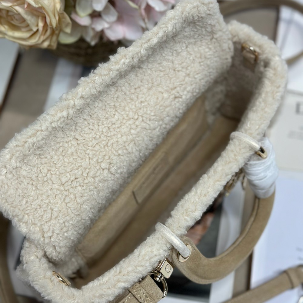 Christian Dior Lady Dior series derivative classic beige brown leather velvet accessories handbag Christian Dior Lady Dior series derivative classic beige brown leather velvet accessories handbag