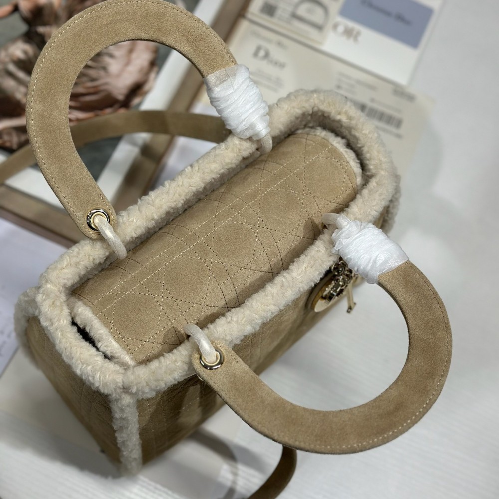 Christian Dior Lady Dior Derivative Medium Classic Beige Brown Leather Suede Accessories Handbag Christian Dior Lady Dior Derivative Medium Classic Beige Brown Leather Suede Accessories Handbag