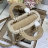 Christian Dior Lady Dior Small Classic Beige Brown Leather Velvet Accessory Handbag Christian Dior Lady Dior Small Classic Beige Brown Leather Velvet Accessory Handbag