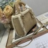 Christian Dior Lady Dior derivative mini classic beige brown leather velvet accessory handbag Christian Dior Lady Dior derivative mini classic beige brown leather velvet accessory handbag