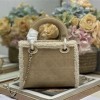 Christian Dior Lady Dior derivative mini classic beige brown leather velvet accessory handbag Christian Dior Lady Dior derivative mini classic beige brown leather velvet accessory handbag