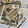 Christian Dior Lady Dior derivative mini classic beige brown leather velvet accessory handbag Christian Dior Lady Dior derivative mini classic beige brown leather velvet accessory handbag