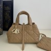 Christian Dior LADY DIOR classic rattan stitching brown leather handbag Christian Dior LADY DIOR classic rattan stitching brown leather handbag