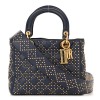 CHRISTIAN DIOR  Calfskin Cannage Studded Medium Supple Lady Dior Navy CHRISTIAN DIOR  Calfskin Cannage Studded Medium Supple Lady Dior Navy