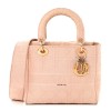 CHRISTIAN DIOR  Canvas Embroidered Cannage Medium Lady D-Lite Pink CHRISTIAN DIOR  Canvas Embroidered Cannage Medium Lady D-Lite Pink