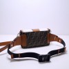 FENDI Fun Fur brown leather white canvas contrasting hardware simple luxury practical handbag FENDI Fun Fur brown leather white canvas contrasting hardware simple luxury practical handbag