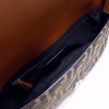 FENDI Fun Fur brown leather white canvas contrasting hardware simple luxury practical handbag FENDI Fun Fur brown leather white canvas contrasting hardware simple luxury practical handbag