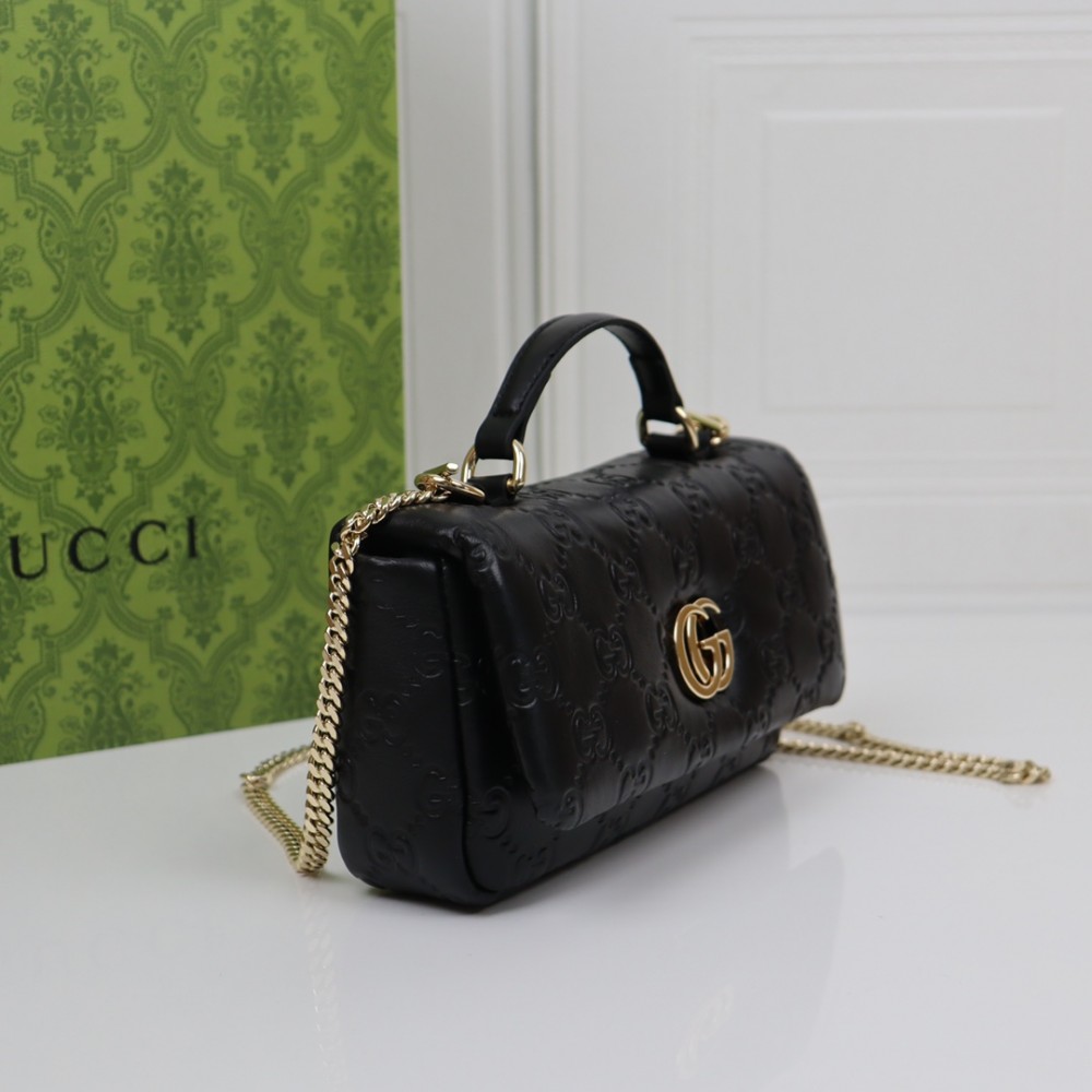 Gucci GG Marmont series heavy black diamond check leather exquisite hardware handbag Gucci GG Marmont series heavy black diamond check leather exquisite hardware handbag