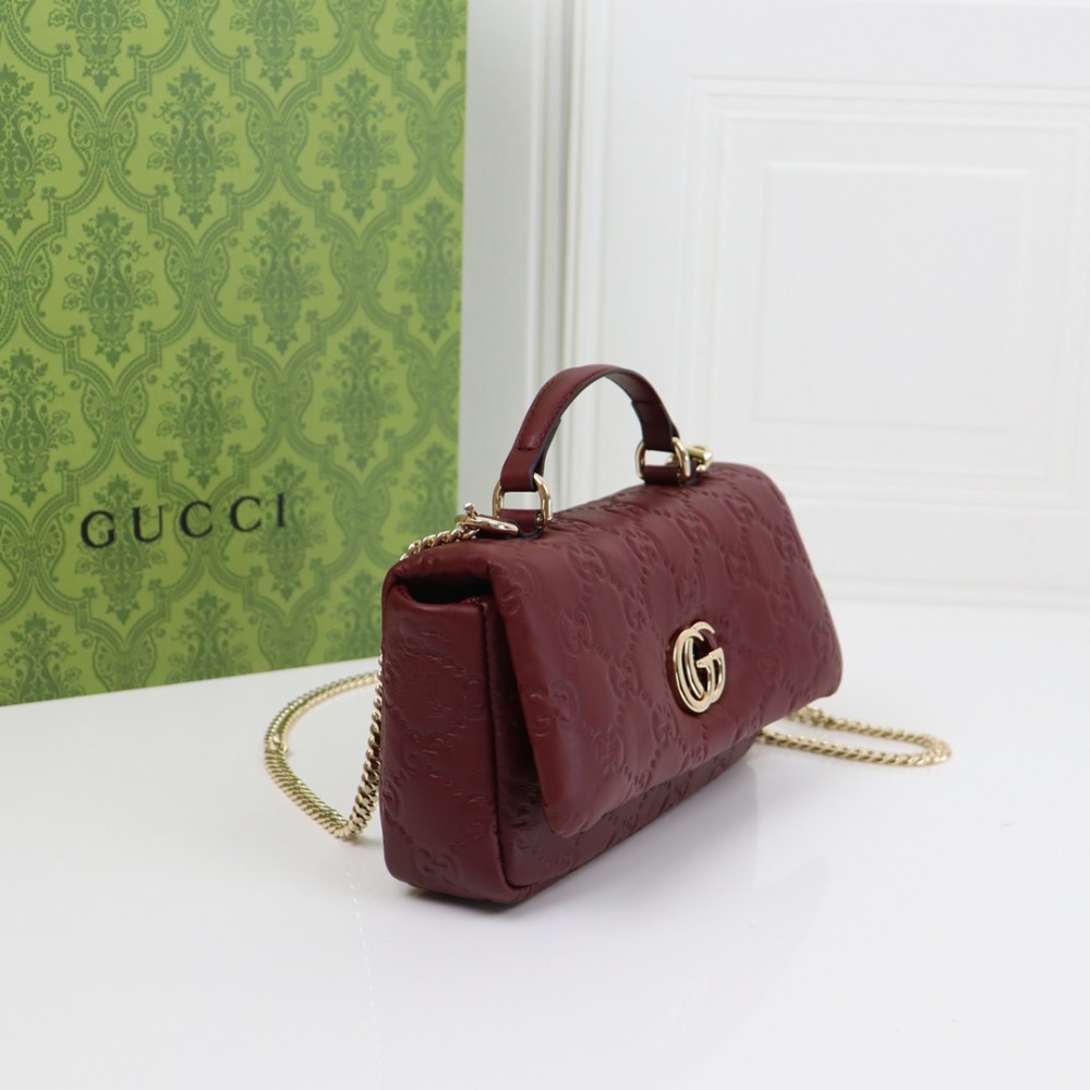 GUCCI Marmont crimson diamond pattern exquisite hardware shoulder strap mini bag GUCCI Marmont crimson diamond pattern exquisite hardware shoulder strap mini bag