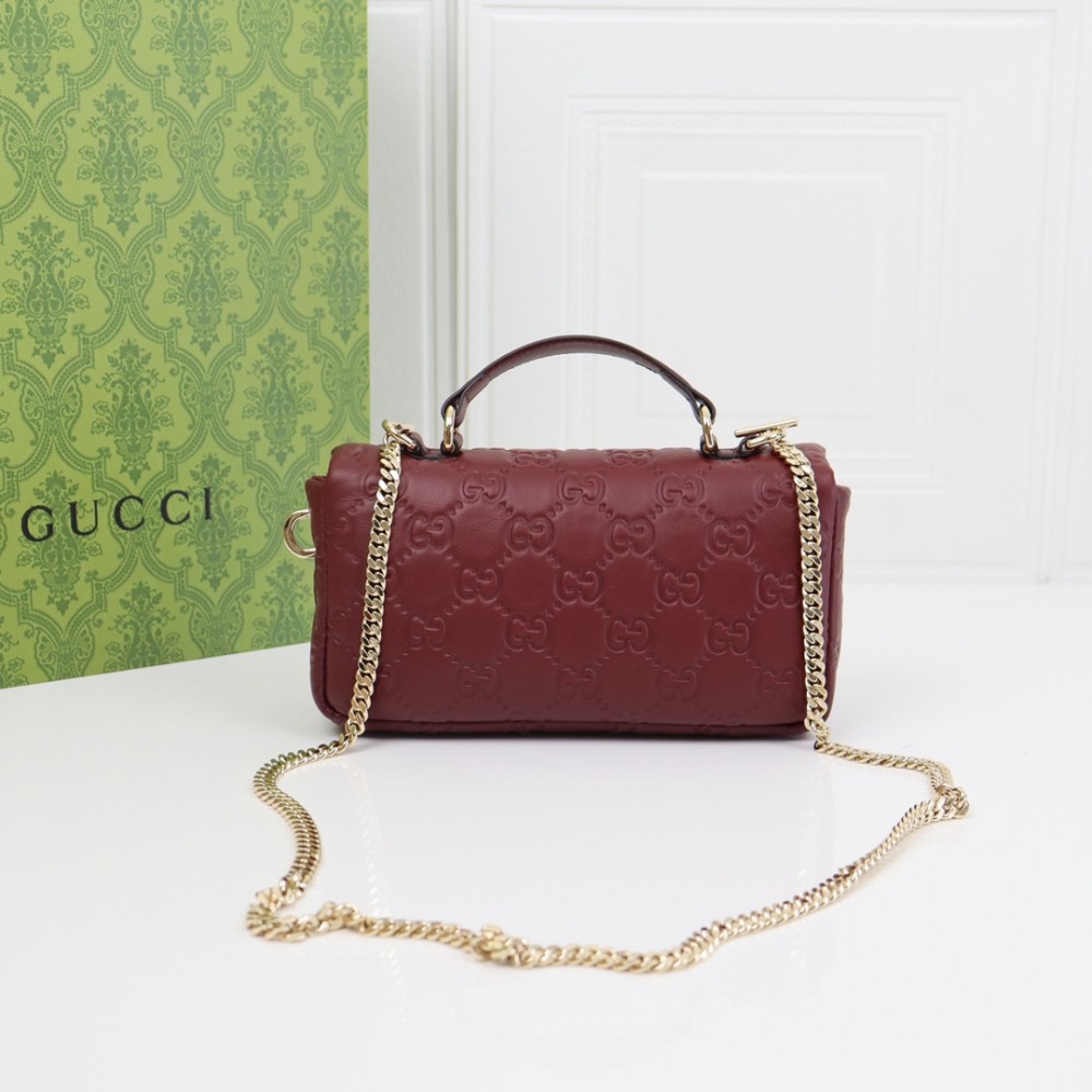 GUCCI Marmont crimson diamond pattern exquisite hardware shoulder strap mini bag GUCCI Marmont crimson diamond pattern exquisite hardware shoulder strap mini bag