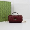 GUCCI Marmont crimson leather plaid exquisite hardware shoulder strap mini bag GUCCI Marmont crimson leather plaid exquisite hardware shoulder strap mini bag