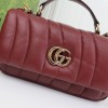 GUCCI Marmont crimson leather plaid exquisite hardware shoulder strap mini bag GUCCI Marmont crimson leather plaid exquisite hardware shoulder strap mini bag