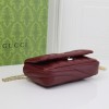 GUCCI Marmont crimson leather plaid exquisite hardware shoulder strap mini bag GUCCI Marmont crimson leather plaid exquisite hardware shoulder strap mini bag